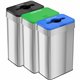 HLS Commercial 21-Gallon Trash/Recycle/Compost Can Set - Push Button Opening - 21 gal Capacity - Rectangular - Fingerprint Proof