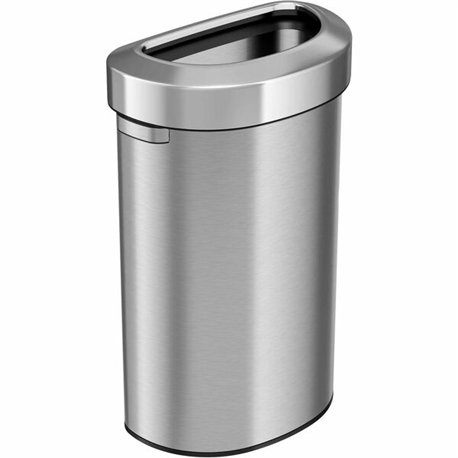 HLS Commercial Semi-Round Open Top Trash Can - 23 gal Capacity - Half-round - Fingerprint Proof, Smudge Resistant, Durable, Hand