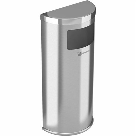 HLS Commercial 9-Gallon Half-Round Side-Entry Trash Can - 9 gal Capacity - Half-round - Removable Lid, Handle, Wall Mountable, F