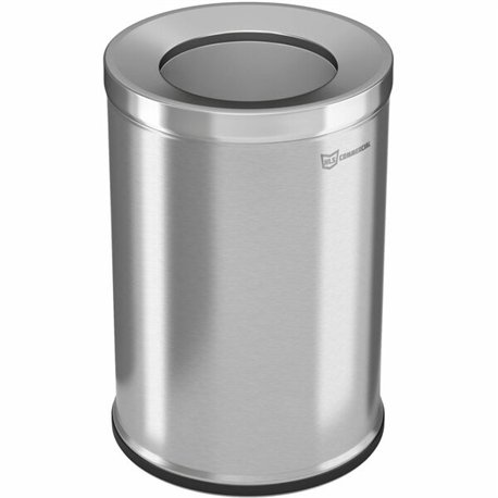 HLS Commercial 26-Gallon Round Open Top Trash Can - 26 gal Capacity - Round - Handle, Smudge Resistant, Easy to Clean, Fingerpri