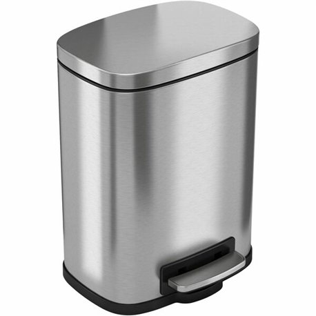 HLS Commercial Stainless Steel Soft Step Trash Can - 1.50 gal Capacity - Fire Resistant - Smooth, Pedal Control, Fingerprint Res