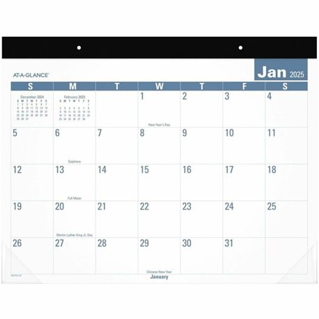 At-A-Glance Easy to Read Desk Pad - Julian Dates - Monthly - 12 Month - January 2025 - December 2025 - 1 Month Single Page Layou