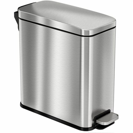 HLS Commercial Fire-Rated Soft Step Trash Can - 3 gal Capacity - Pedal Control, Durable, Smooth, Lid Closure, Fingerprint Proof,