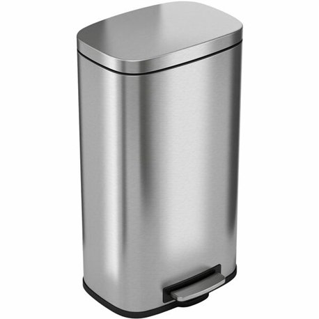 HLS Commercial Stainless Steel Soft Step Trash Can - 8 gal Capacity - Fire Resistant - Smooth, Pedal Control, Fingerprint Resist