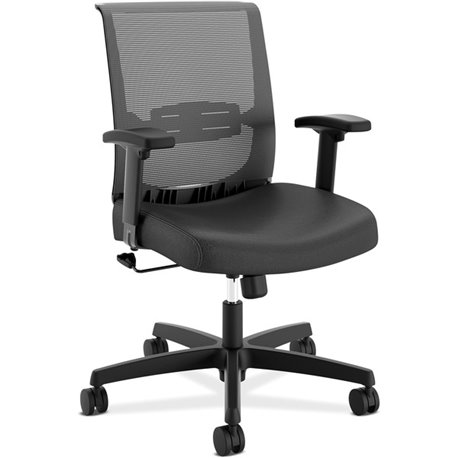 HON Convergence Chair - Black Vinyl Seat - Black Mesh Back - Black Frame - 5-star Base - Black