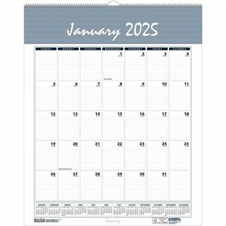 House of Doolittle Bar Harbor 17" Wall Calendar - Julian Dates - Monthly - 12 Month - January 2025 - December 2025 - 1 Month Sin