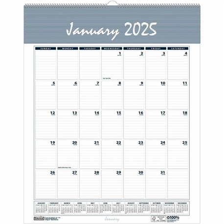 House of Doolittle Bar Harbor 12-Month Wall Calendar - Julian Dates - Monthly - 1 Year - January 2025 - December 2025 - 1 Month 