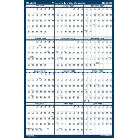 House of Doolittle Academic July-June Wall Calendar - Julian Dates - Yearly - 1 Year - July 2024 - June 2025 - 24" x 37" Sheet S