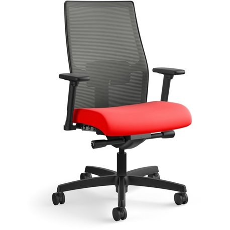 HON Ignition 2.0 Chair - Ruby Fabric Seat - Charcoal Mesh Back - Black Frame - Mid Back - Ruby