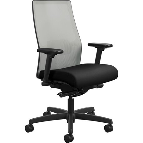 HON Ignition HIWMMKD Task Chair - Black Fabric Seat - Fog Ilira-stretch Back - Black Frame - Mid Back - 5-star Base - 1 Each