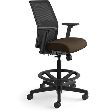 HON Ignition 2.0 Sitting Stool - Espresso Fabric Seat - Black Mesh Back - Black Frame - Low Back - Espresso