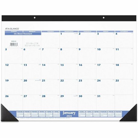 At-A-Glance Desk Pad Calendar - Standard Size - Julian Dates - Monthly - 12 Month - January 2025 - December 2025 - 1 Month Singl