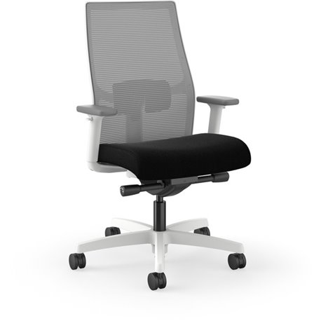 HON Ignition Mid-back Task Chair - Black Seat - Fog Mesh Back - Designer White Frame - Mid Back - 1 Each