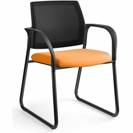 HON Ignition Chair - Apricot Fabric Seat - Black Mesh Back - Black Steel Frame - Sled Base - Apricot - Armrest