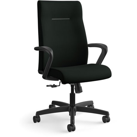 HON Ignition Chair - Black Vinyl Seat - Black Fabric Back - Black Frame - High Back - Black - Armrest