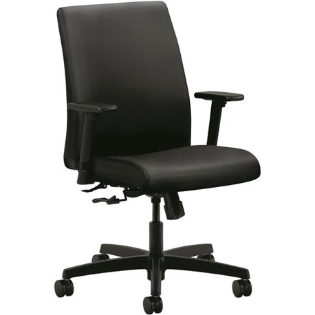 HON Ignition Chair - Black Vinyl Seat - Black Fabric Back - Black Frame - Low Back - Black