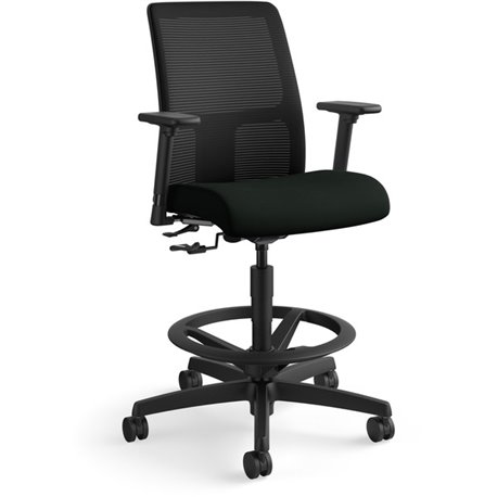 HON Ignition Sitting Stool - Black Vinyl Seat - Black Mesh Back - Black Frame - Low Back - Black