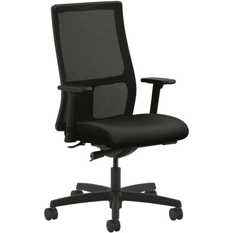 HON Ignition Chair - Black Vinyl Seat - Black Mesh Back - Black Frame - Mid Back - 5-star Base - Black