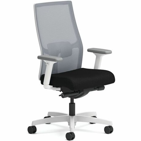 HON Ignition Mid-back Task Chair - Black Fabric Seat - Fog Back - Designer White Frame - Mid Back - Black - 1 Each