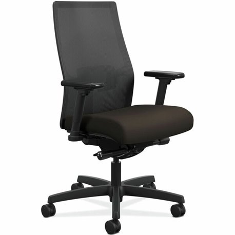 HON Ignition Black Mesh Back Chair - Fabric Seat - Espresso Fabric, Polyurethane Seat - Black Mesh Back - Black Frame - Mid Back