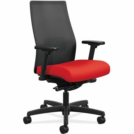 HON Ignition Black Mesh Back Chair - Fabric Seat - Ruby Fabric, Polyurethane Seat - Black Mesh Back - Black Frame - Mid Back - 5