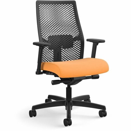 HON Ignition ReActiv Back Task Chair - Fabric Seat - Apricot Fabric Seat - Black Mesh Back - Black Frame - 5-star Base - 1 Each