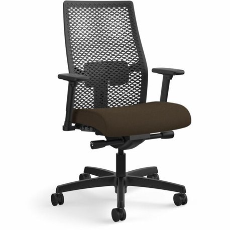 HON Ignition ReActiv Back Task Chair - Fabric Seat - Espresso Fabric Seat - Black Mesh Back - Black Frame - 5-star Base - 1 Each