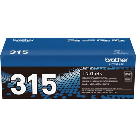 Brother Genuine TN315BK High Yield Black Toner Cartridge - Laser - 6000 Pages - Black - 1 Each