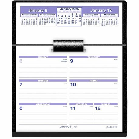 At-A-Glance Flip-A-Week Desk Calendar and Base - Large Size - Julian Dates - Weekly - 12 Month - January 2025 - December 2025 - 