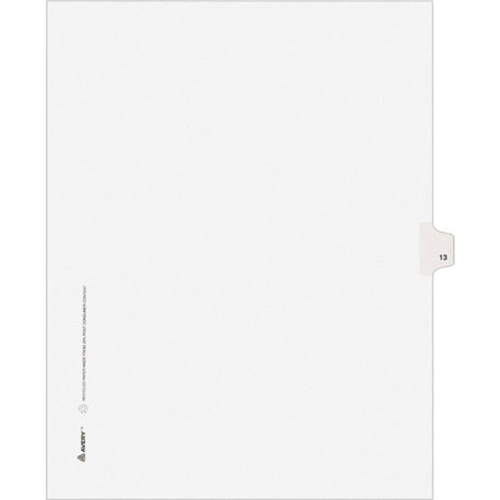 Avery Individual Legal Exhibit Dividers - Avery Style - Unpunched - 25 x Divider(s) - 25 Printed Tab(s) - Digit - 13 - 1 Tab(s)/
