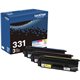 Brother TN331 Original Standard Yield Laser Toner Cartridge - Multi-pack - Cyan, Magenta, Yellow - 3 / Box - 1500 Pages Cyan, 15