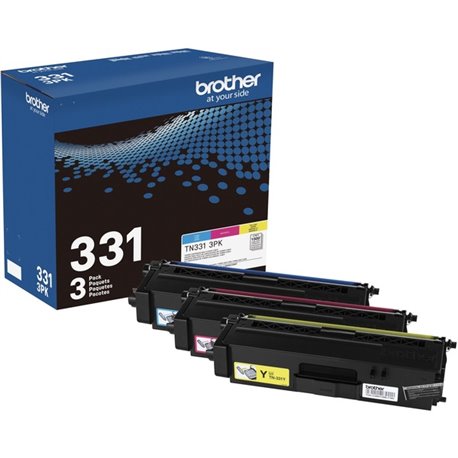 Brother TN331 Original Standard Yield Laser Toner Cartridge - Multi-pack - Cyan, Magenta, Yellow - 3 / Box - 1500 Pages Cyan, 15