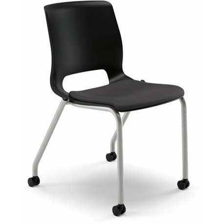 HON Motivate Chair - Black Fabric Seat - Black Plastic Back - Platinum Metallic Reinforced Resin Frame - Onyx, Black