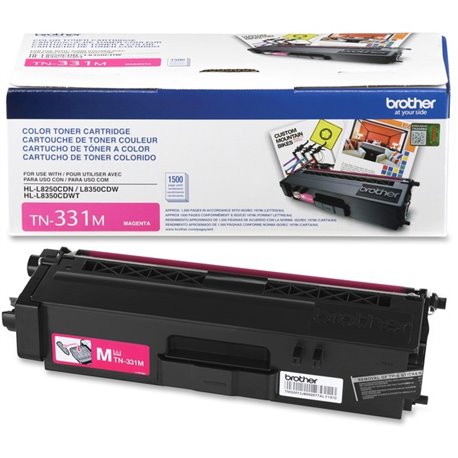 Brother Genuine TN331M Magenta Toner Cartridge - Laser - 1500 Pages - Magenta - 1 Each