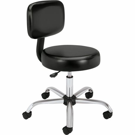 HON Sitting Stool - Black Vinyl Seat - Black Fabric Back - Black Frame - Black