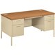 HON Metro Classic HP3262 Pedestal Desk - 60" x 30"29.5" - 5 x Box, File Drawer(s) - Double Pedestal - Square Edge - Finish: Putt