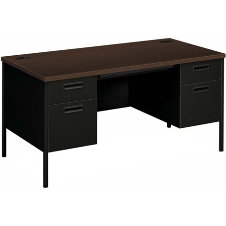 HON Metro Classic HP3262 Pedestal Desk - 60" x 30"29.5" - 4 x Box, File Drawer(s) - Double Pedestal - Square Edge - Finish: Moch