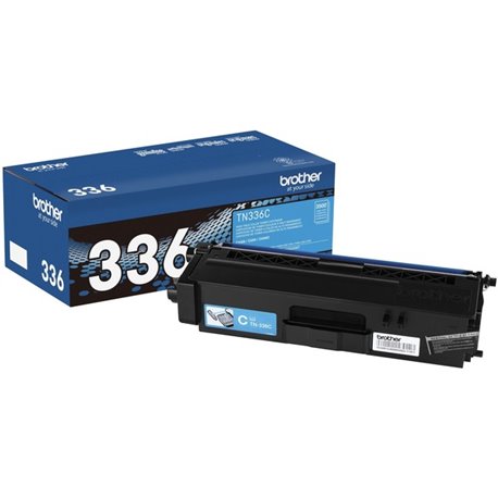 Brother Genuine TN336C High Yield Cyan Toner Cartridge - Laser - High Yield - 3500 Pages - Cyan - 1 Each