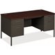 HON Metro Classic HP3262 Pedestal Desk - 60" x 30"29.5" - 5 x Box, File Drawer(s) - Double Pedestal - Square Edge - Finish: Char