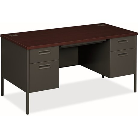 HON Metro Classic HP3262 Pedestal Desk - 60" x 30"29.5" - 5 x Box, File Drawer(s) - Double Pedestal - Square Edge - Finish: Char