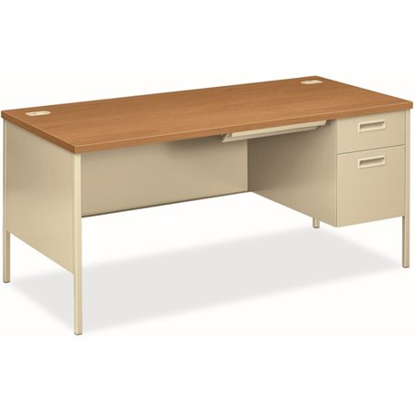 HON Metro Classic HP3265R Pedestal Desk - 66" x 30"29.5" - 2 x Box, File Drawer(s)Right Side - Square Edge - Finish: Harvest, Pu