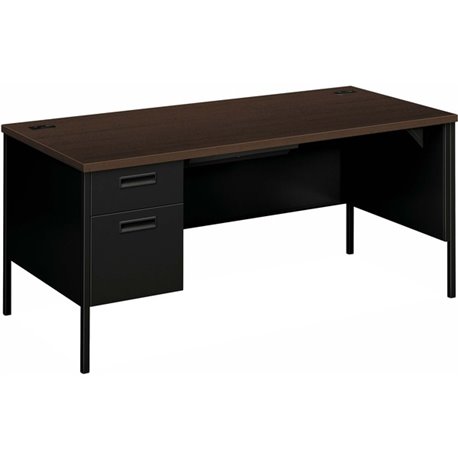 HON Metro Classic HP3266L Pedestal Desk - 66" x 30"29.5" - 2 x Box, File Drawer(s)Left Side - Square Edge - Finish: Mocha, Black