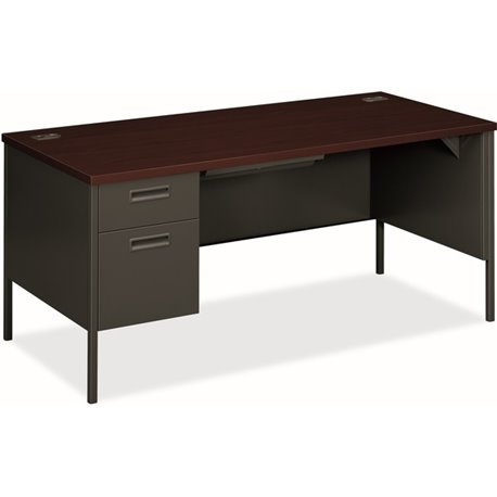 HON Metro Pedestal Desk - 66" x 30"29.5" , 1" Top - 2 x Box, File, Storage Drawer(s) - Double Pedestal on Left Side - Material: 