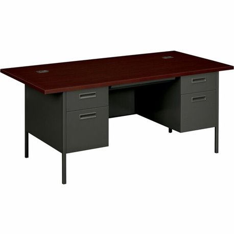 HON Metro Classic HP3276 Pedestal Desk - 72" x 36"29.5" - 5 x Box, File Drawer(s) - Double Pedestal - Square Edge - Finish: Char