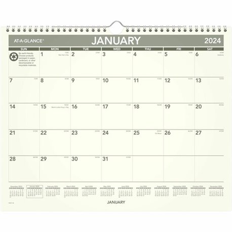 At-A-Glance Standard Diary Diary - Large Size - Business - Julian Dates - Daily - 1 Year - January 2024 - December 2024 - 1 Day 