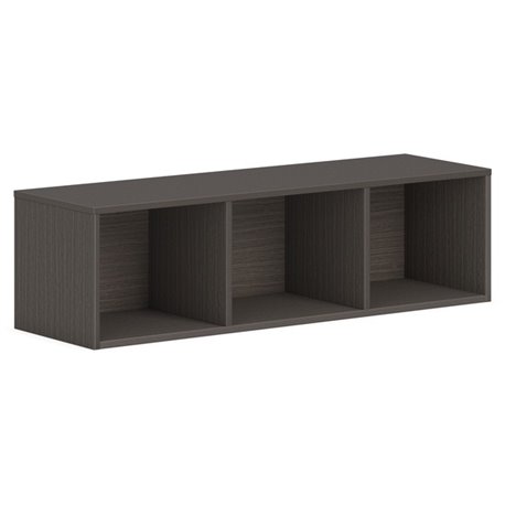 HON Mod Wall Mounted Storage | Open | 48"W | Slate Teak Finish - 48" x 14"39.8" - Finish: Slate Teak