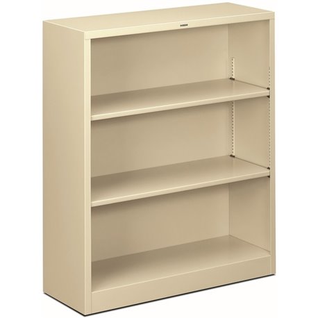 HON Brigade Steel Bookcase | 3 Shelves | 34-1/2"W | Putty Finish - 3 Shelf(ves) - 41" Height x 34.5" Width x 12.6" Depth - Adjus