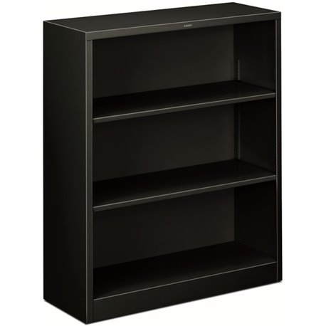 HON Brigade Steel Bookcase | 3 Shelves | 34-1/2"W | Black Finish - 3 Shelf(ves) - 41" Height x 34.5" Width x 12.6" Depth - Adjus