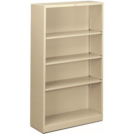 HON Brigade Steel Bookcase | 4 Shelves | 34-1/2"W | Putty Finish - 4 Shelf(ves) - 59" Height x 34.5" Width x 12.6" Depth - Adjus