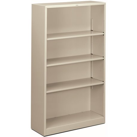 HON Brigade Steel Bookcase | 4 Shelves | 34-1/2"W | Light Gray Finish - 4 Shelf(ves) - 59" Height x 34.5" Width x 12.6" Depth - 